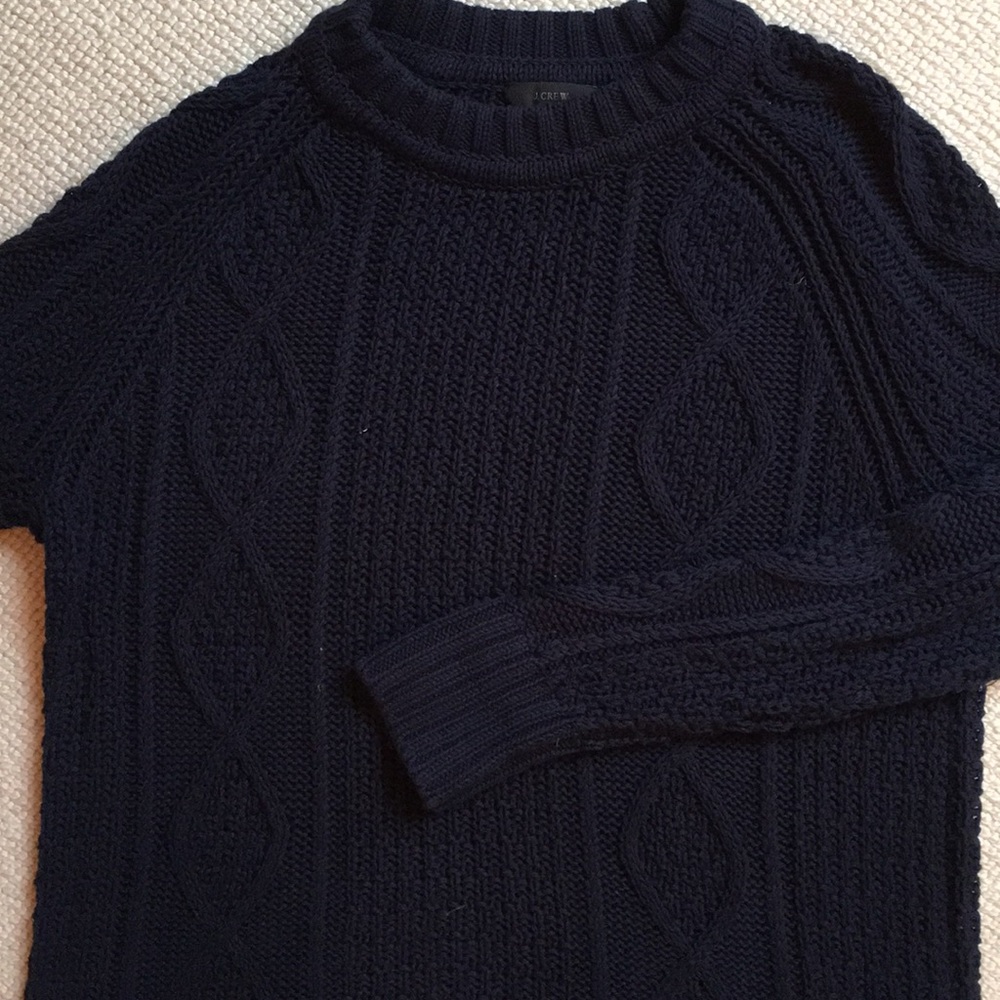 J. Crew Navy Women’s Cableknit Crew Sweater
